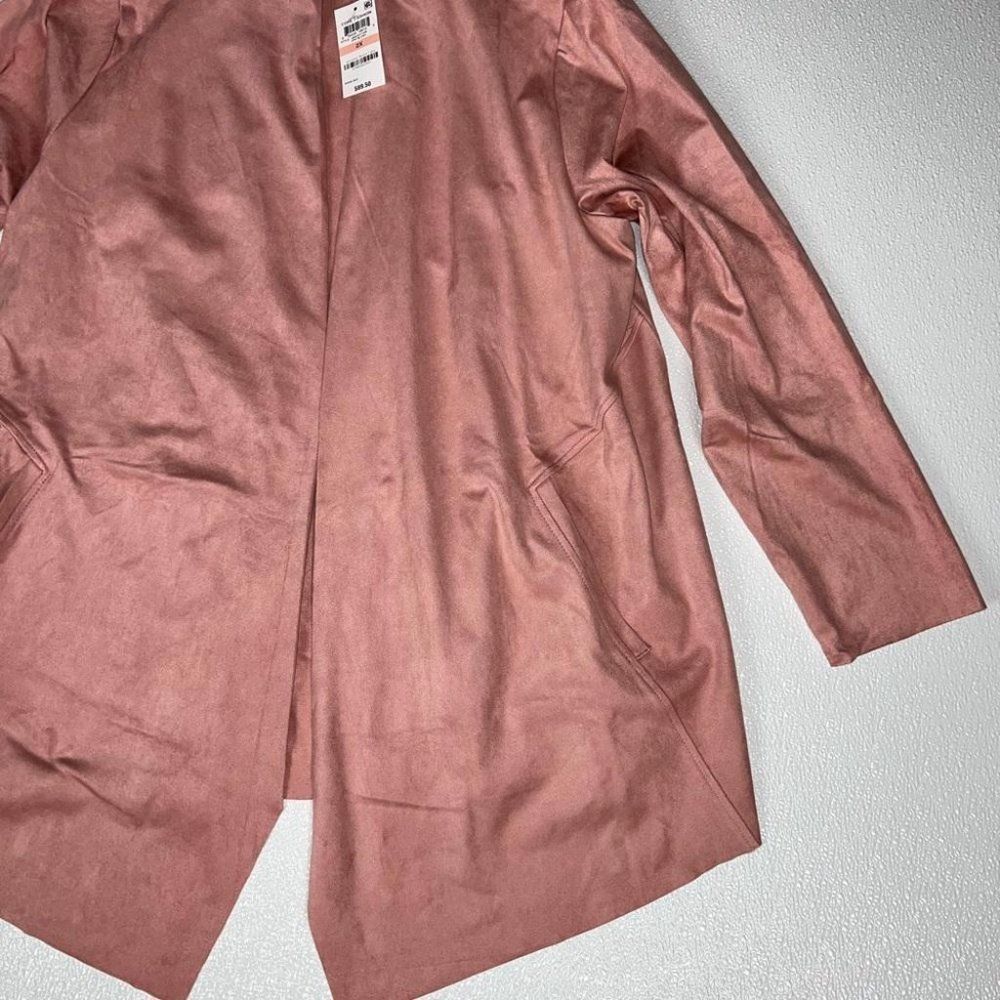 Style & Co. Womens Faux-Suede Open Front Jacket Blush Pink Size 2X NWT - Picture 6 of 9